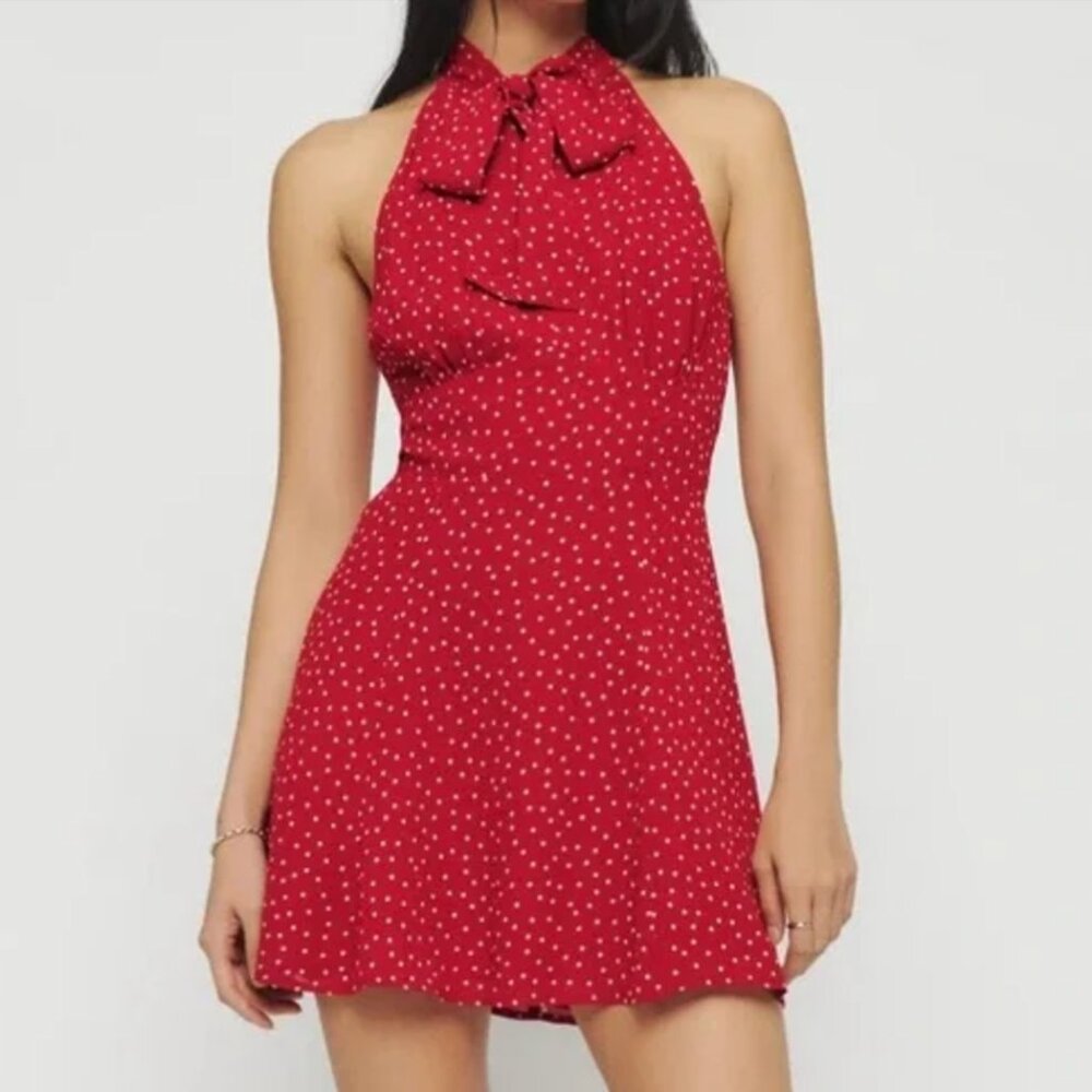 Reformation Red Polka Dot Mini Dress